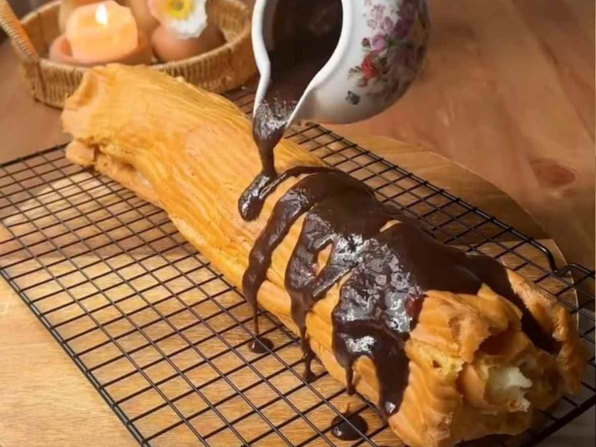Ekler Gigante em Rolo (Bomba de Confeitaria Família)